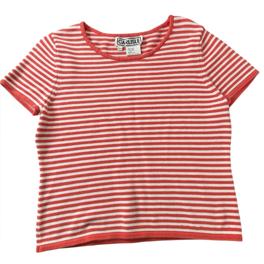 EUC Women's Short Sleeve Knit Striped Sweater